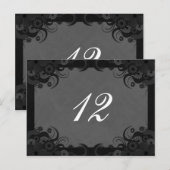 Floral Zwart en Grijs Receptie Tafelnummer Kaarten (Voorkant / Achterkant)