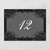 Floral Zwart en Grijs Receptie Tafelnummer Kaarten (Voorkant)