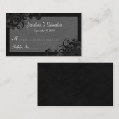 Floral Zwart en Grijs Tafel Plaats Kaarten Plaatskaartje (Voorkant / Achterkant)