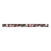 Floral, zwart en koraal grosgrain lint (Voorkant)