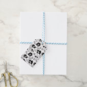 Floral, zwart en wit cadeaulabel (Met Touw)