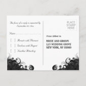 Floral Zwart en Wit Gothic RSVP Antwoorden Briefka Uitnodiging Briefkaart (Achterkant)