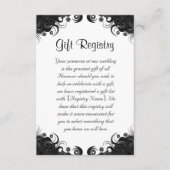 Floral Zwart en Wit Huwelijkscadeau Registry Informatiekaartje (Voorkant)