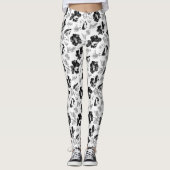 Floral, zwart en wit leggings (Voorkant)