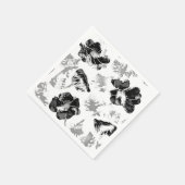 Floral, zwart en wit servet (Hoek)