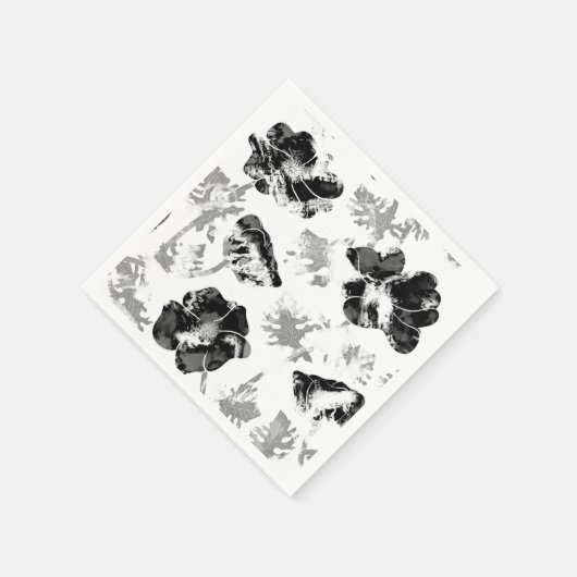 Floral, zwart en wit servet (Hoek)