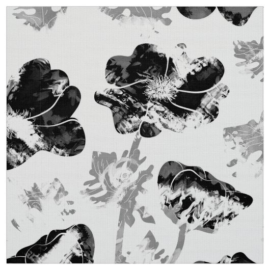 Floral, zwart en wit stof (Swatch)