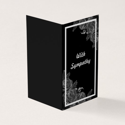 Floral, zwart medeleven kaart (Buitenkant)