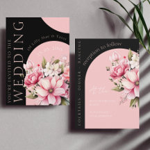 Floral zwart roze boog donker esthetische bruiloft