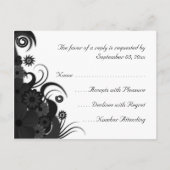 Floral Zwart-wit Gothic RSVP Response Kaart (Achterkant)