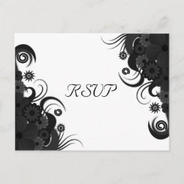 Floral Zwart-wit Gothic RSVP Response Kaart