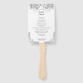 Floral Zwart & Wit Huwelijksprogramma Hand Fan Handwaaier (Voorkant)