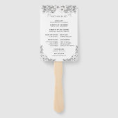 Floral Zwart & Wit Huwelijksprogramma Hand Fan Handwaaier (Achterkant)