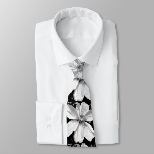 Floral zwart-wit mannen stropdas (Gebonden)