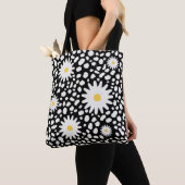 Floral Zwart-wit Pattern Canvas tas (Dichtbij)