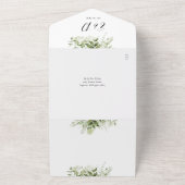 Floral zwart-wit QR code formele bruiloft All In One Uitnodiging (Buitenkant)