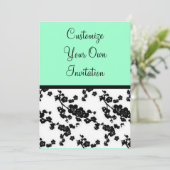 Floral, zwart-wit, seafoam kaart (Staand voorkant)