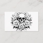 Floral Zwart-wit Skull Tattoo Artist Visitekaartje (Achterkant)