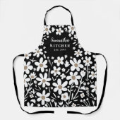 Floral Zwart Wit Vrouwen Schort (Voorkant)