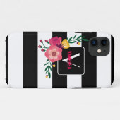 Floral - Zwarte en witte strepen Case-Mate iPhone Case (Achterkant (horizontaal))