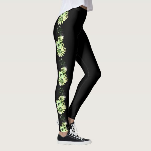 Floral zwarte Leggings (Rechts)