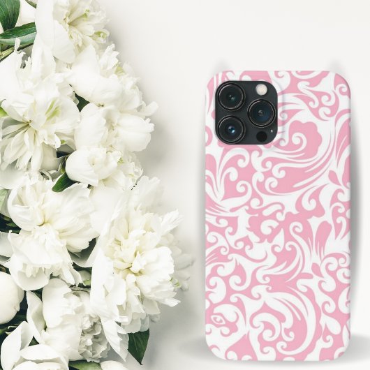 Floral Zwirls Roze en Wit Case-Mate iPhone Case