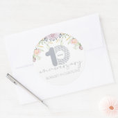 Florale 10e huwedagspersoonlijk ronde sticker (Envelop)