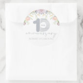 Florale 10e huwedagspersoonlijk ronde sticker (Tas)