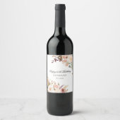 Florale 60e verpartij aangepast wijn etiket (Voorkant)