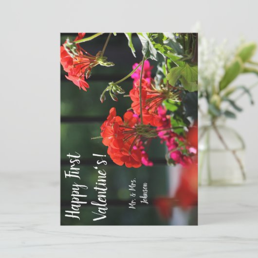 florale aanpasbare Valentijnsdag Bedankkaart (Staand voorkant)