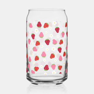 florale aardbei madeliefjes kan glas