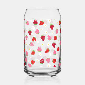 florale aardbei madeliefjes kan glas
