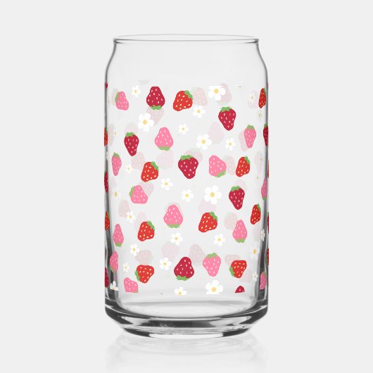 florale aardbei madeliefjes kan glas (Voorkant)