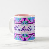 Florale Abstracte sjabloon Tweekleurige Koffiemok (Voorkant links)