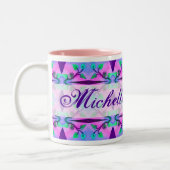Florale Abstracte sjabloon Tweekleurige Koffiemok (Links)