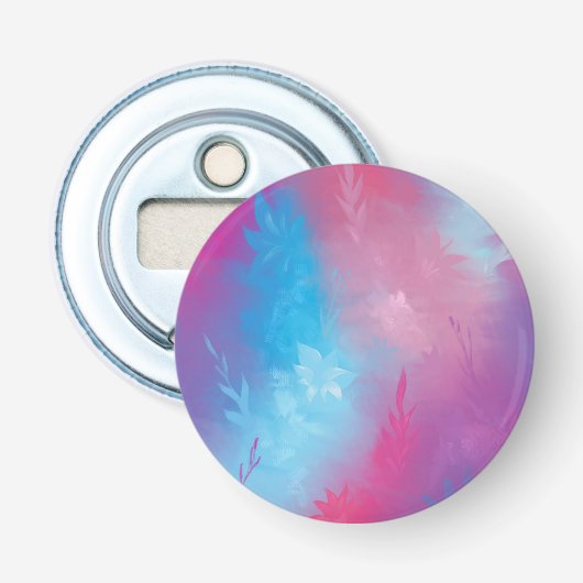Florale abstractie button flesopener (Voorkant)
