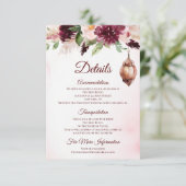 Florale accommodaties voor de Waterverf Burgundy B Informatiekaartje (Staand voorkant)