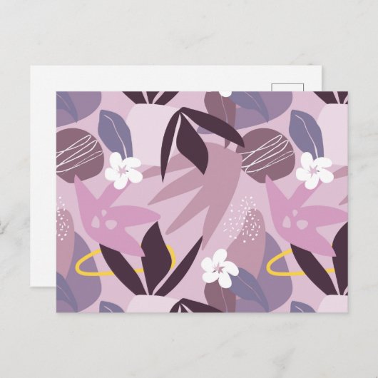 Florale achtergrond, bloemen en bladeren briefkaart (Voorkant / Achterkant)