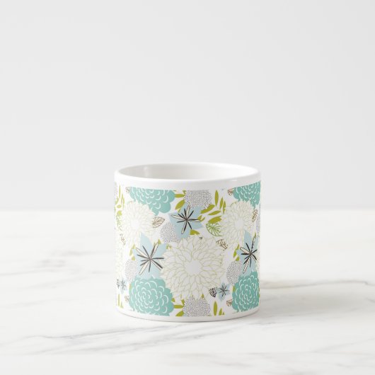 Florale achtergrond espresso kop (Voorkant)