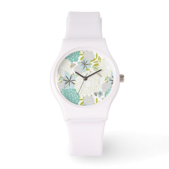 Florale achtergrond horloge (Voorkant)