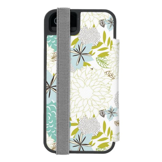 Florale achtergrond incipio iPhone portemonnee hoesje (Agenda Achterkant)