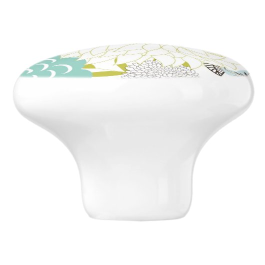 Florale achtergrond keramische knop (Zijkant)