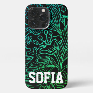 Florale achtergrond met naamtelefoon geval iPhone 13 pro hoesje