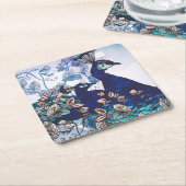 Florale achtergrond met voetgangers kartonnen onderzetters (Schuin)