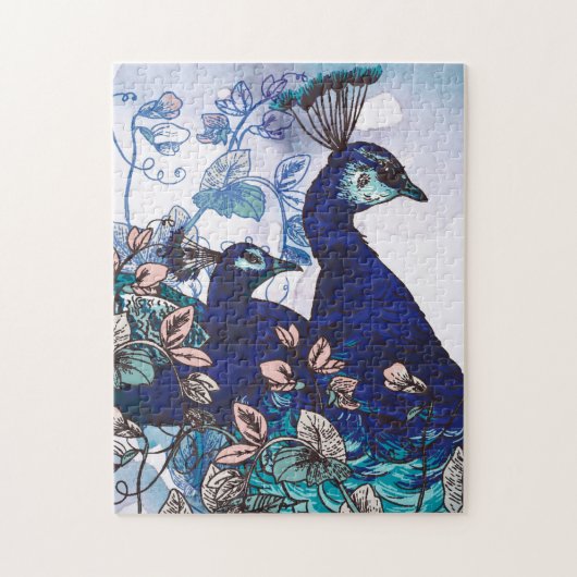 Florale achtergrond met voetgangers legpuzzel (Verticaal)