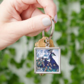 Florale achtergrond met voetgangers sleutelhanger (Hand)