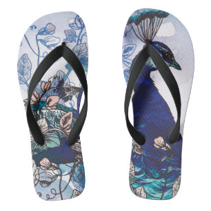 Florale achtergrond met voetgangers teenslippers