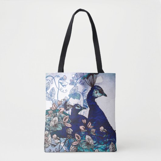 Florale achtergrond met voetgangers tote bag (Voorkant)