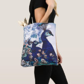 Florale achtergrond met voetgangers tote bag (Dichtbij)