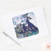 Florale achtergrond met voetgangers vierkante sticker (Envelop)